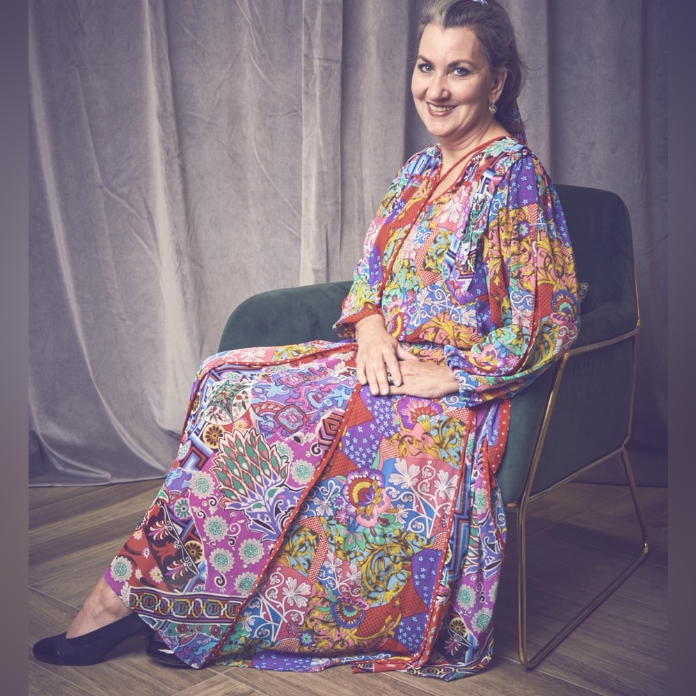 Diane Freis Georgette Whimsy Patchwork Bohemian M… - image 1